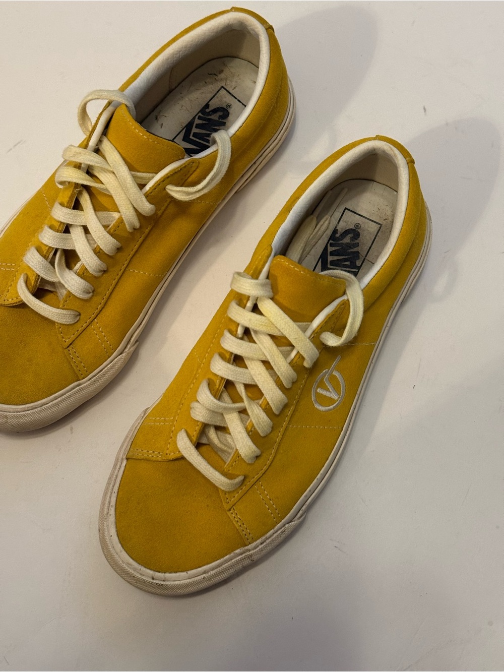 Vans Yellow Suede Low-Top Sneakers with Cream Accents